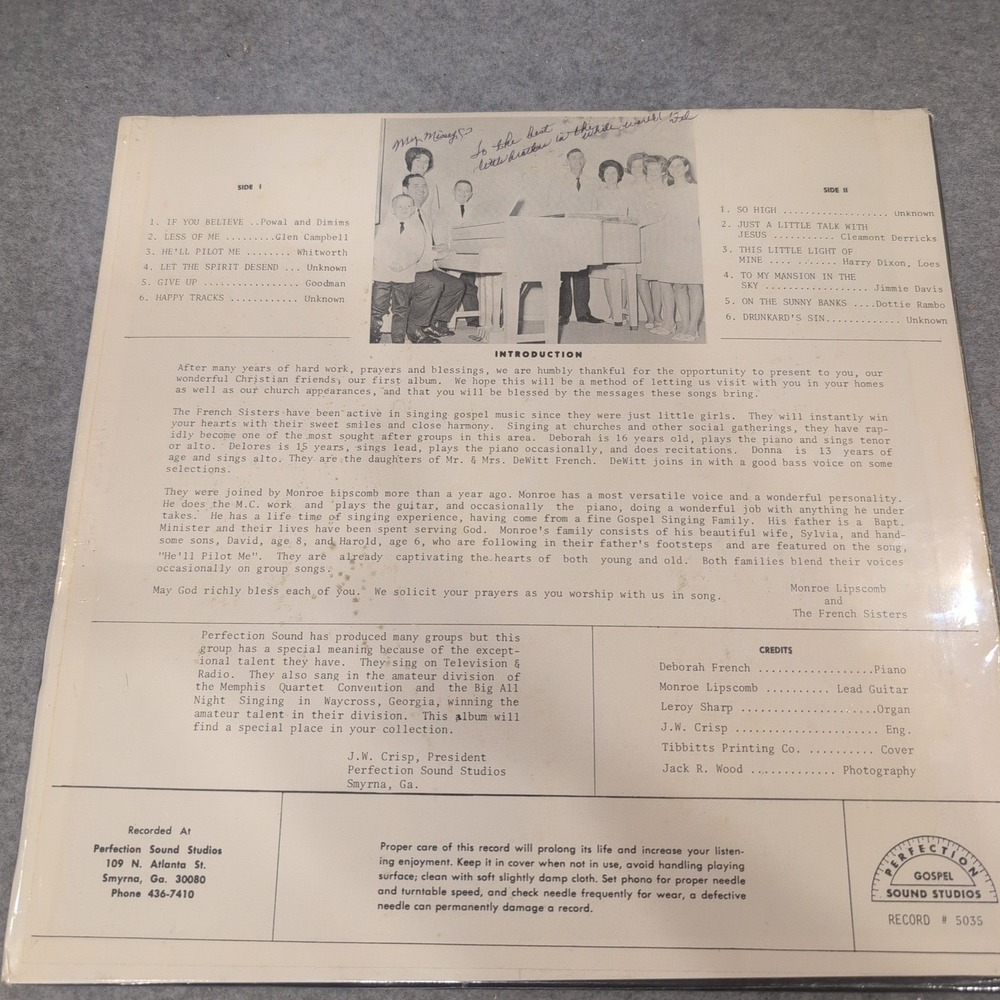 Monroe Lipscomb & The French Sisters Sing If You Believe Vinyl LP‎ Sealed Signed - Picture 2 of 4